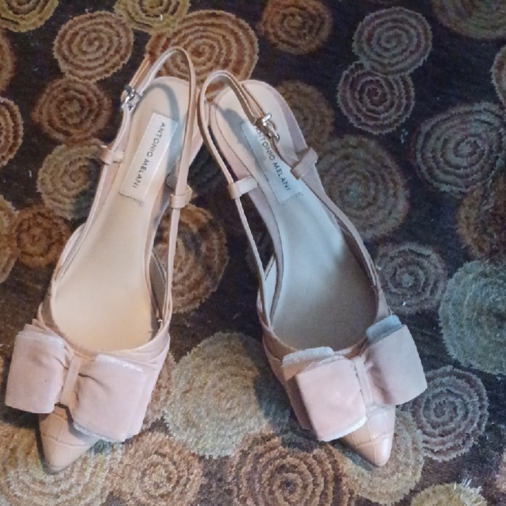 ANTONIO MELANI Blush Pink Bow Slingback Flats